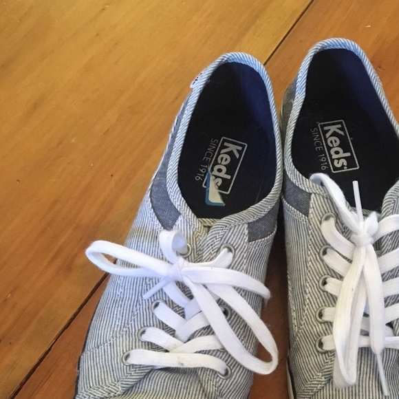Keds Shoes - Blue and white striped Keds, size 7.5.